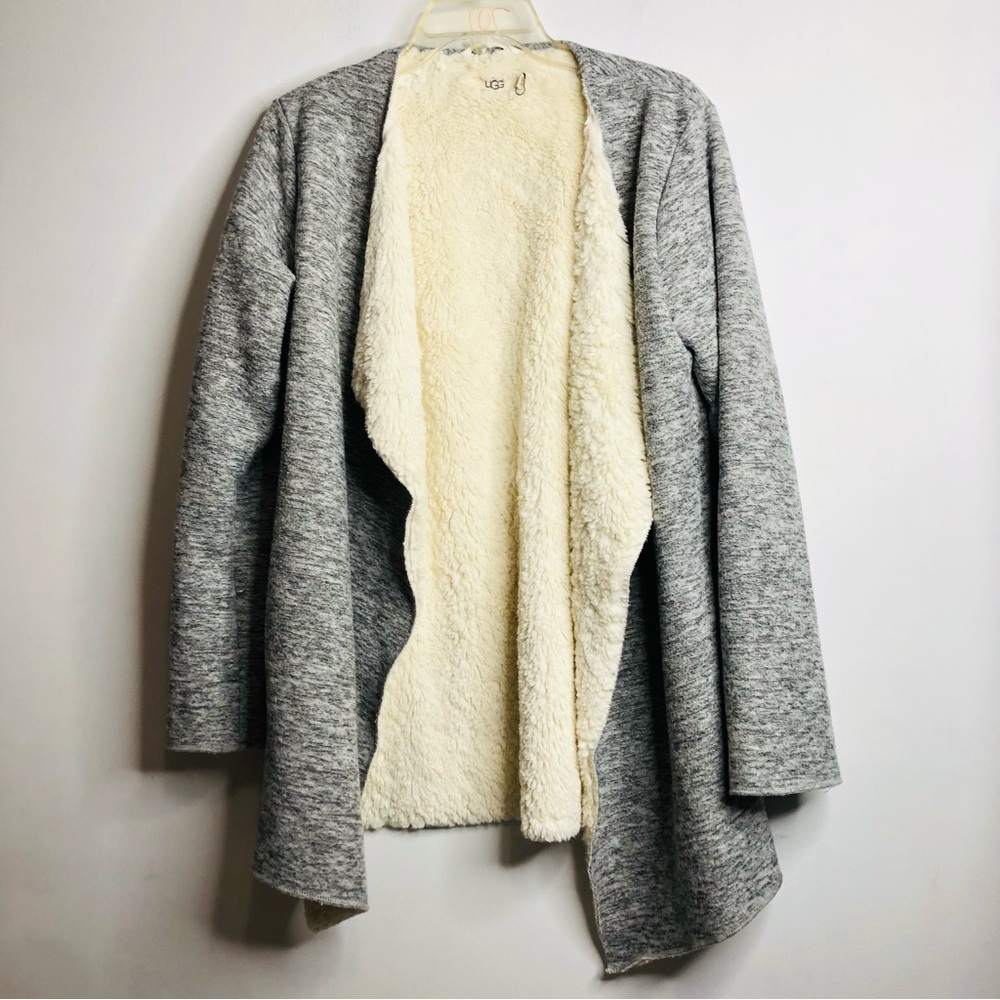 UGG Abriana Shawl Cardigan #1104652 Open Front Plush Fleece Lining SZ M. G28